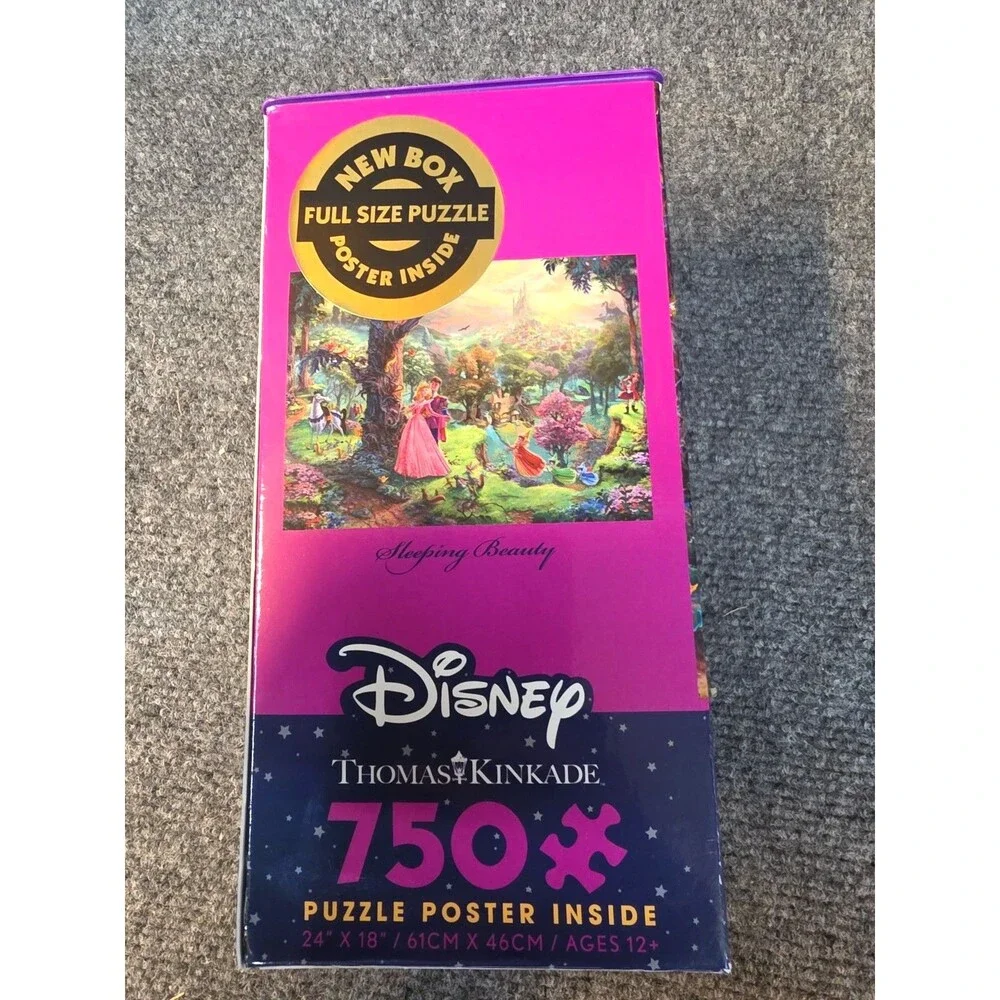 New Sealed Sleeping Beauty Thomas Kinkade Disney Puzzle Poster 750 Pcs